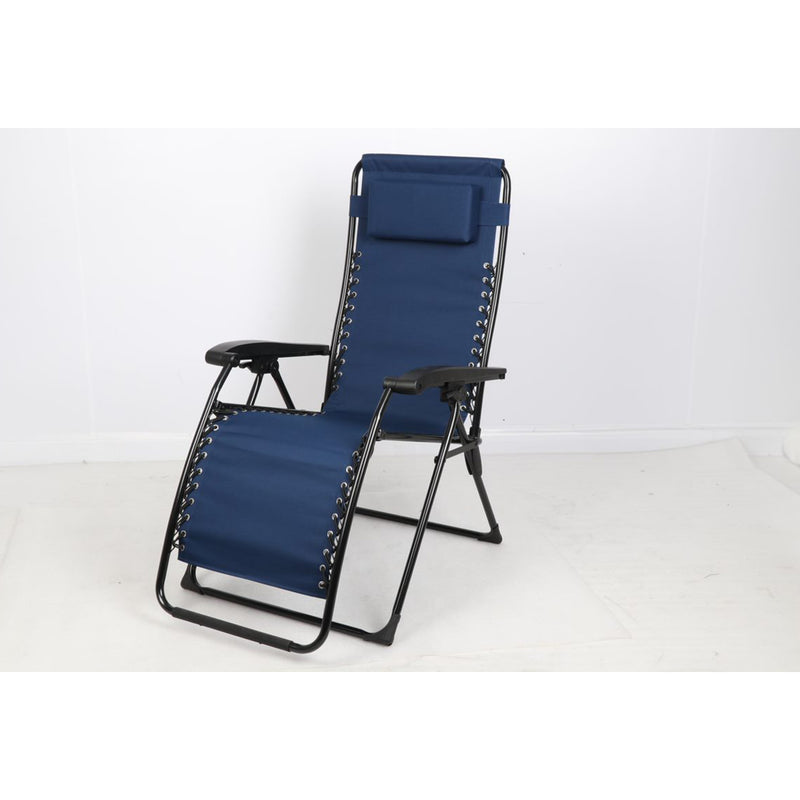 Guidesman LC-8014 Foldable Locking Outdoor Steel Zero Gravity Lounge Chair, Blue