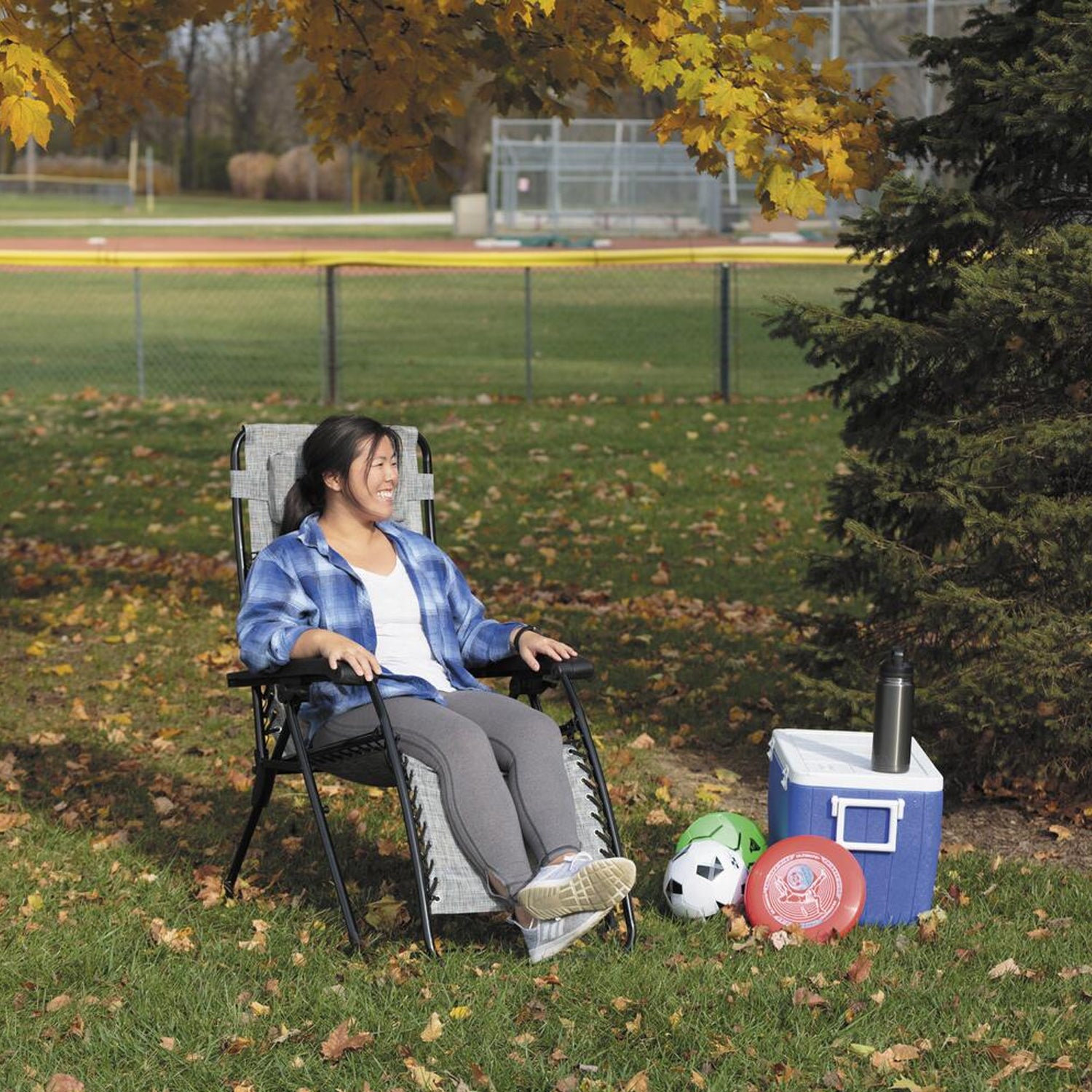 Guidesman LC-8014 Foldable Locking Outdoor Steel Zero Gravity Lounge Chair, Blue - VMInnovations
