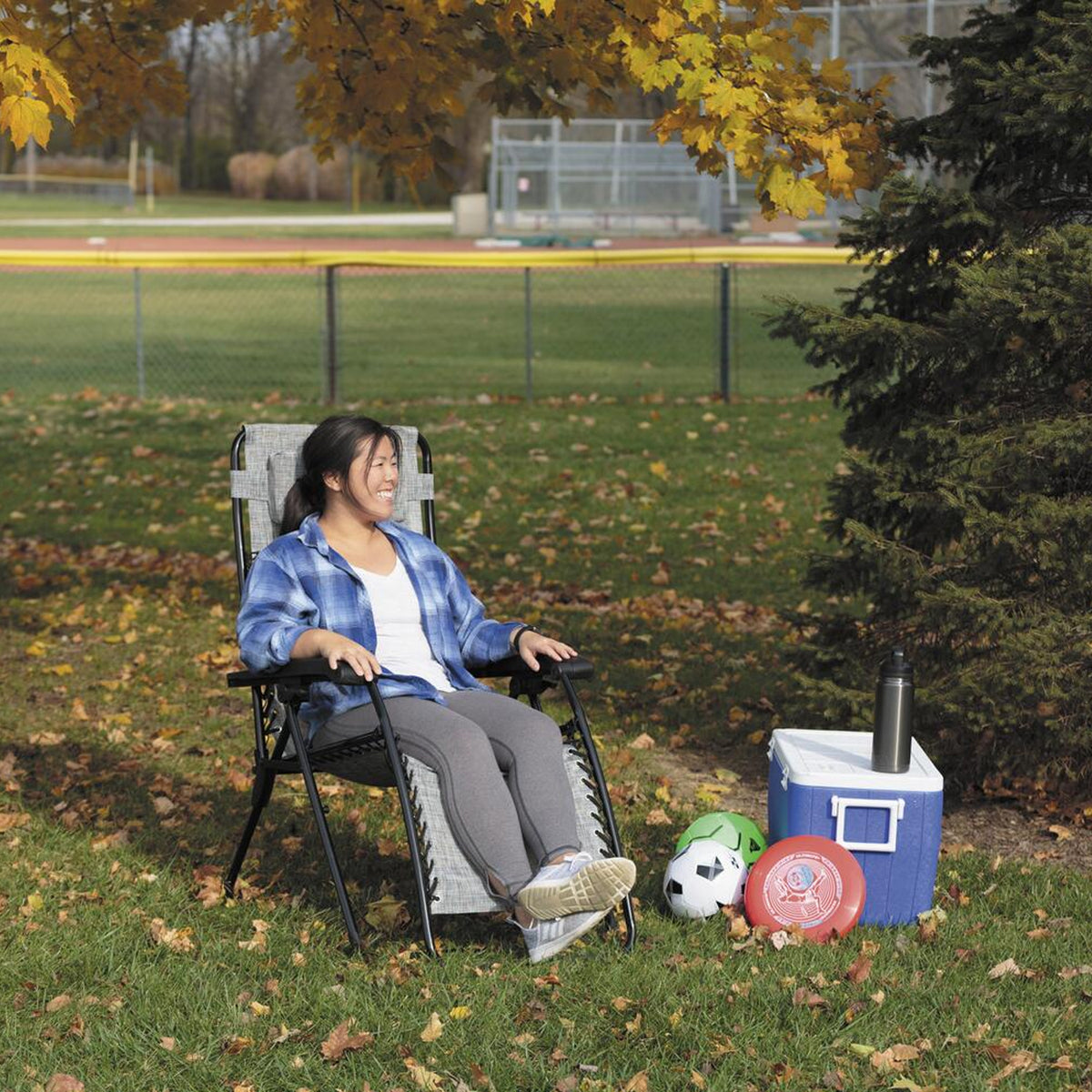 Guidesman Foldable Locking Outdoor Steel Zero Gravity Lounge Chair, Blue(2 Pack) - VMInnovations