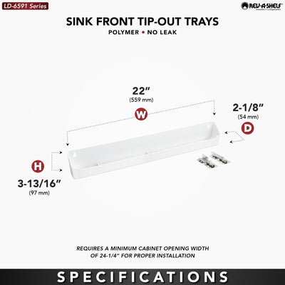 Rev-A-Shelf 22 Inch White Polymer Lazy Daisy Sink Tip Out Tray (Open Box)