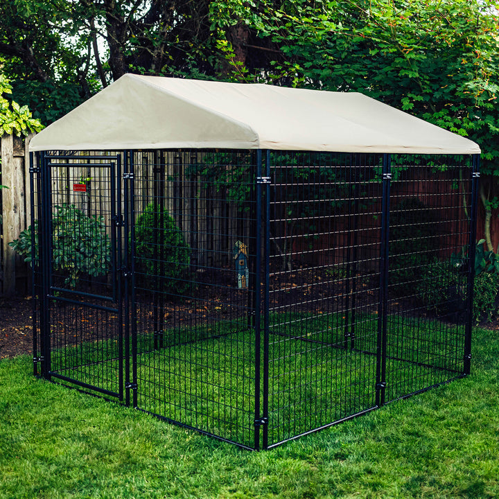 Lucky Dog STAY Series 8 x 8 x 6 Foot Roofed Steel Frame Executive Dog Kennel