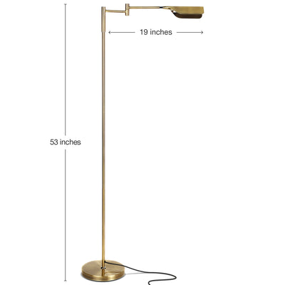 Brightech Leaf 53" Tall Vintage LED Floor Lamp with Adjustable Arm, Gold (Used)