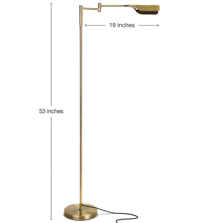 Brightech Leaf 53" Tall Vintage LED Floor Lamp with Adjustable Arm, Gold (Used)