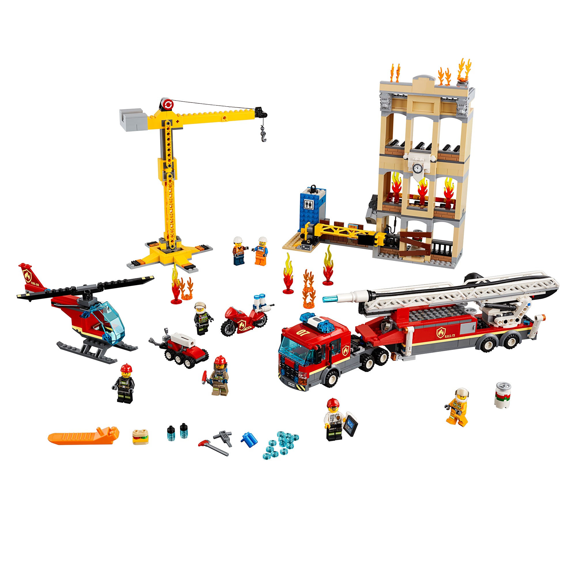 LEGO City 60216 Downtown Fire Brigade Block Building Kit with 7 Minifigures