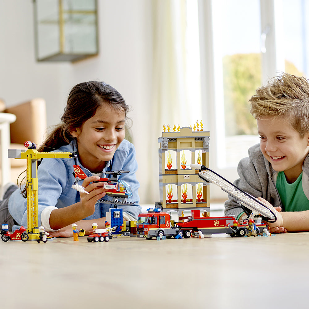 LEGO City 60216 Downtown Fire Brigade Block Building Kit with 7 Minifigures