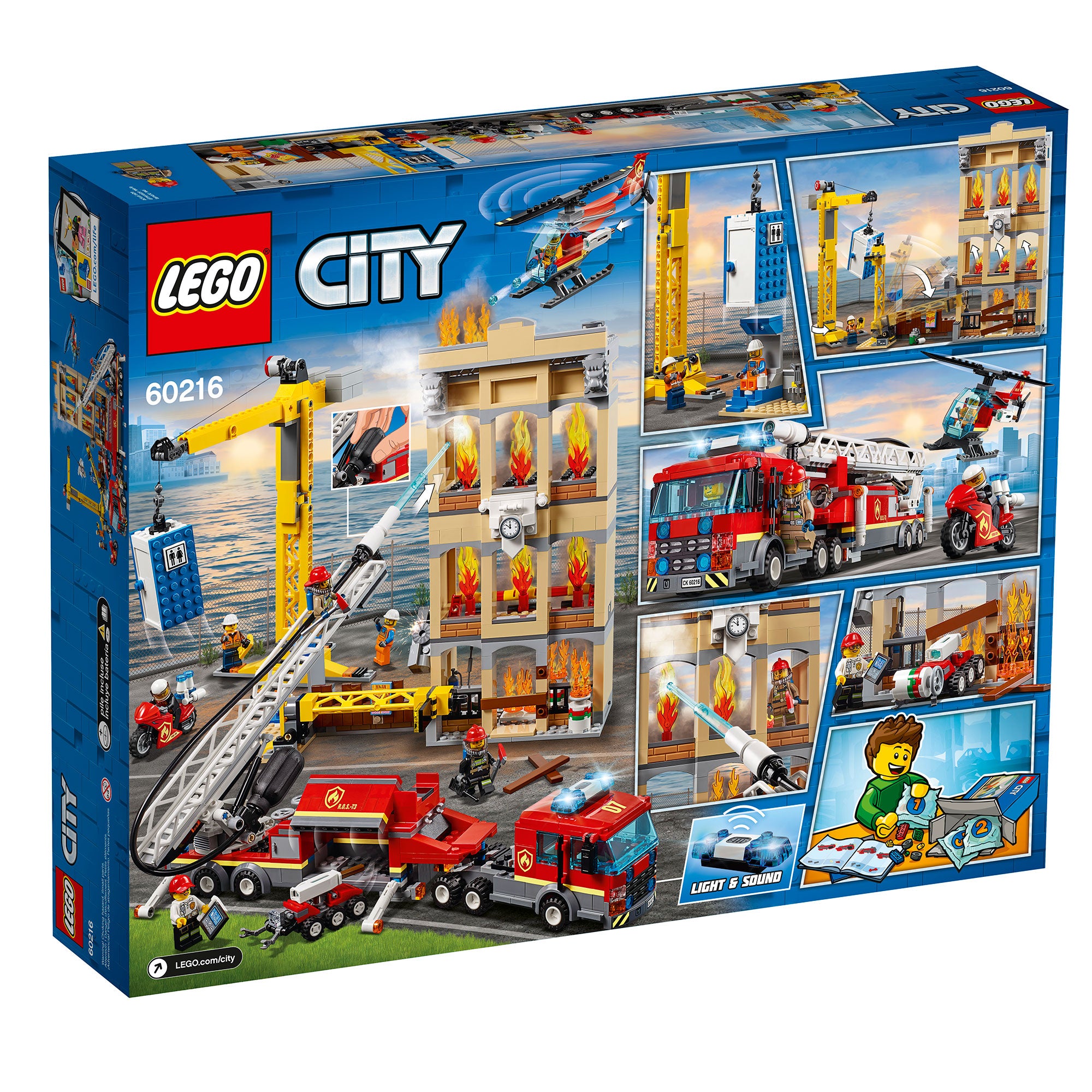 LEGO City 60216 Downtown Fire Brigade Block Building Kit with 7 Minifigures