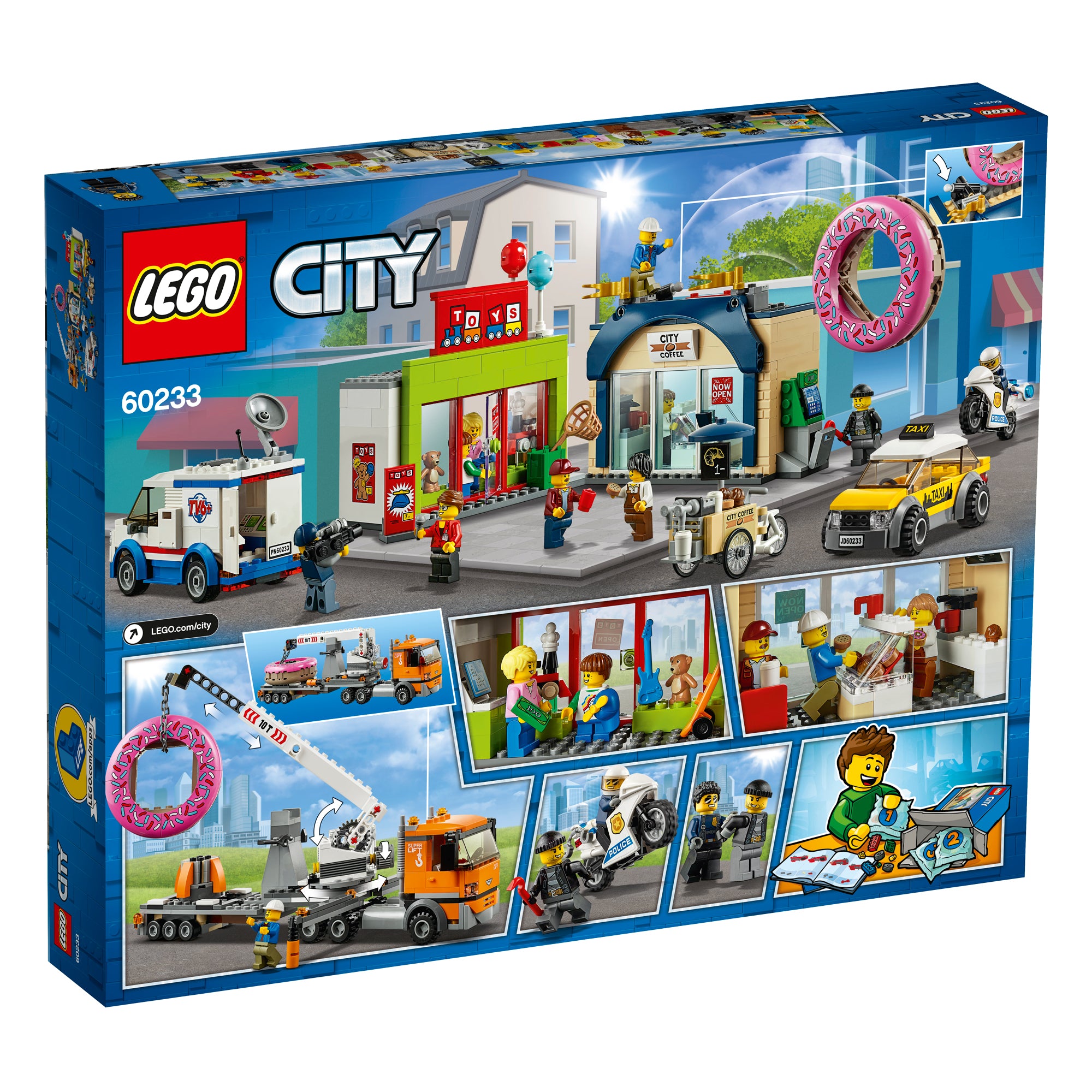 LEGO City 60233 Donut Shop Opening Town Playset Toy 790 Piece Block Building Set