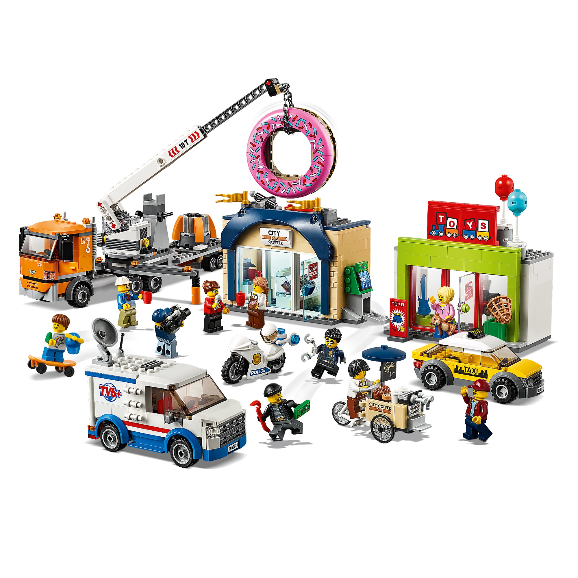 LEGO City 60233 Donut Shop Opening Town Playset Toy 790 Piece Block Building Set