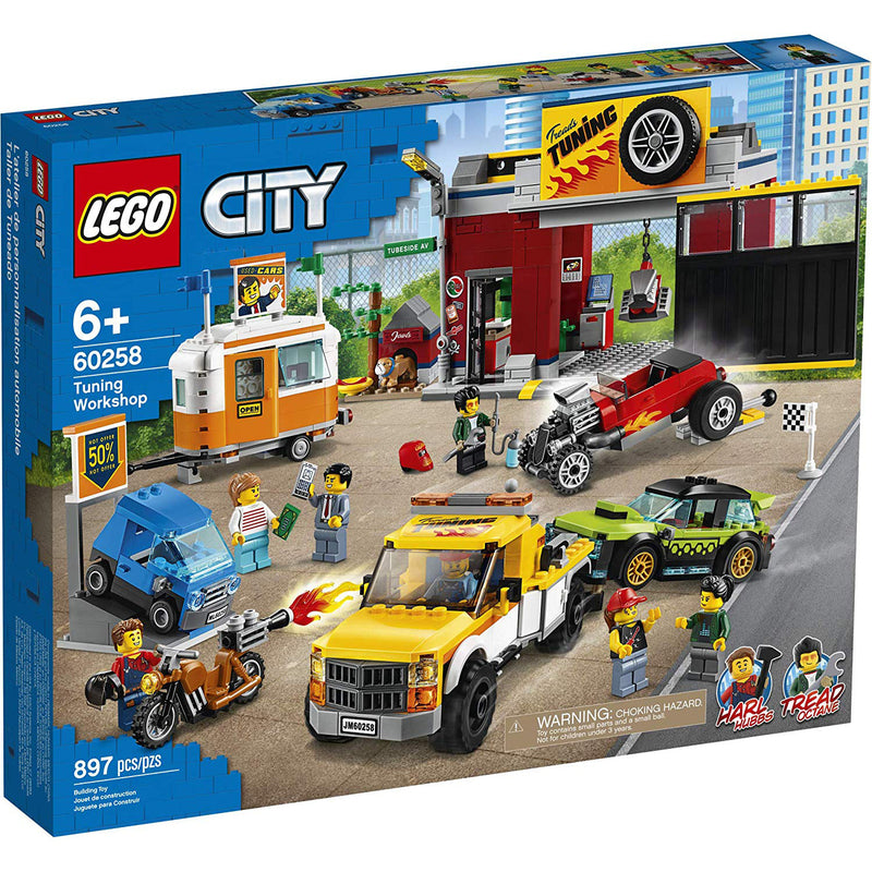 LEGO City Tuning Workshop Car Garage Block Building Set with 7 Minifigures Used