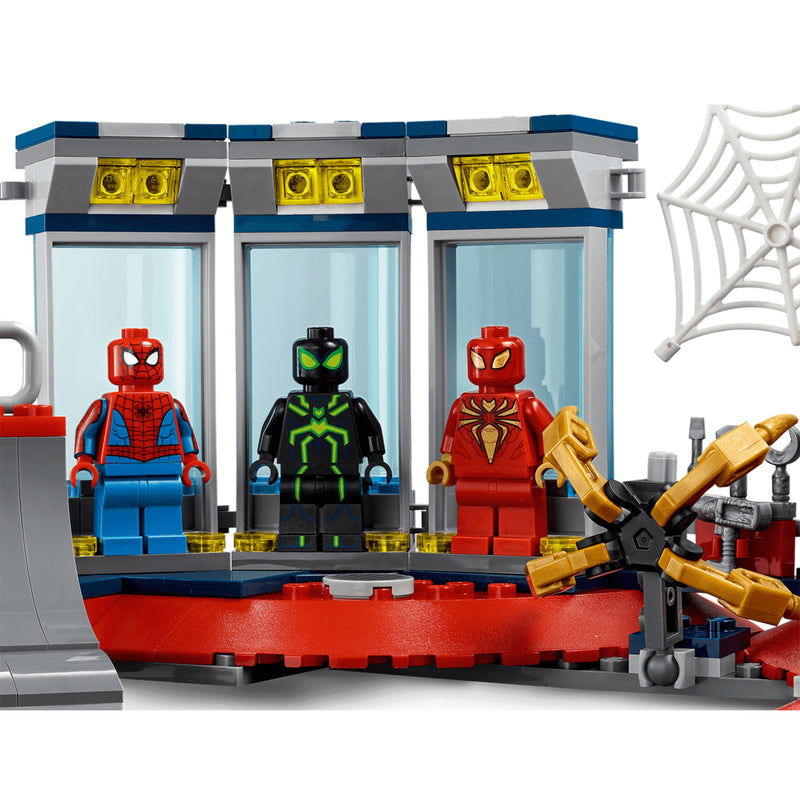 LEGO Marvel Spider-Man Attack on Spider Lair Playset with 6 Minifigs, 466 Pieces