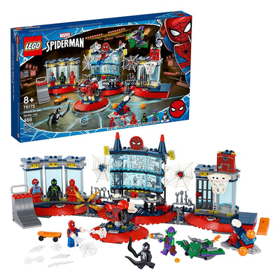 LEGO Marvel Spider-Man Attack on Spider Lair Playset with 6 Minifigs, 466 Pieces