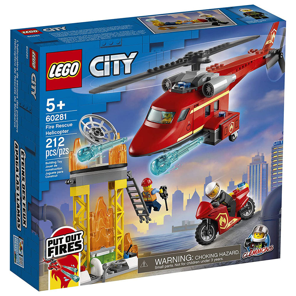 LEGO City Fire Rescue Helicopter 212 Piece Block Building Set and 3 Figures