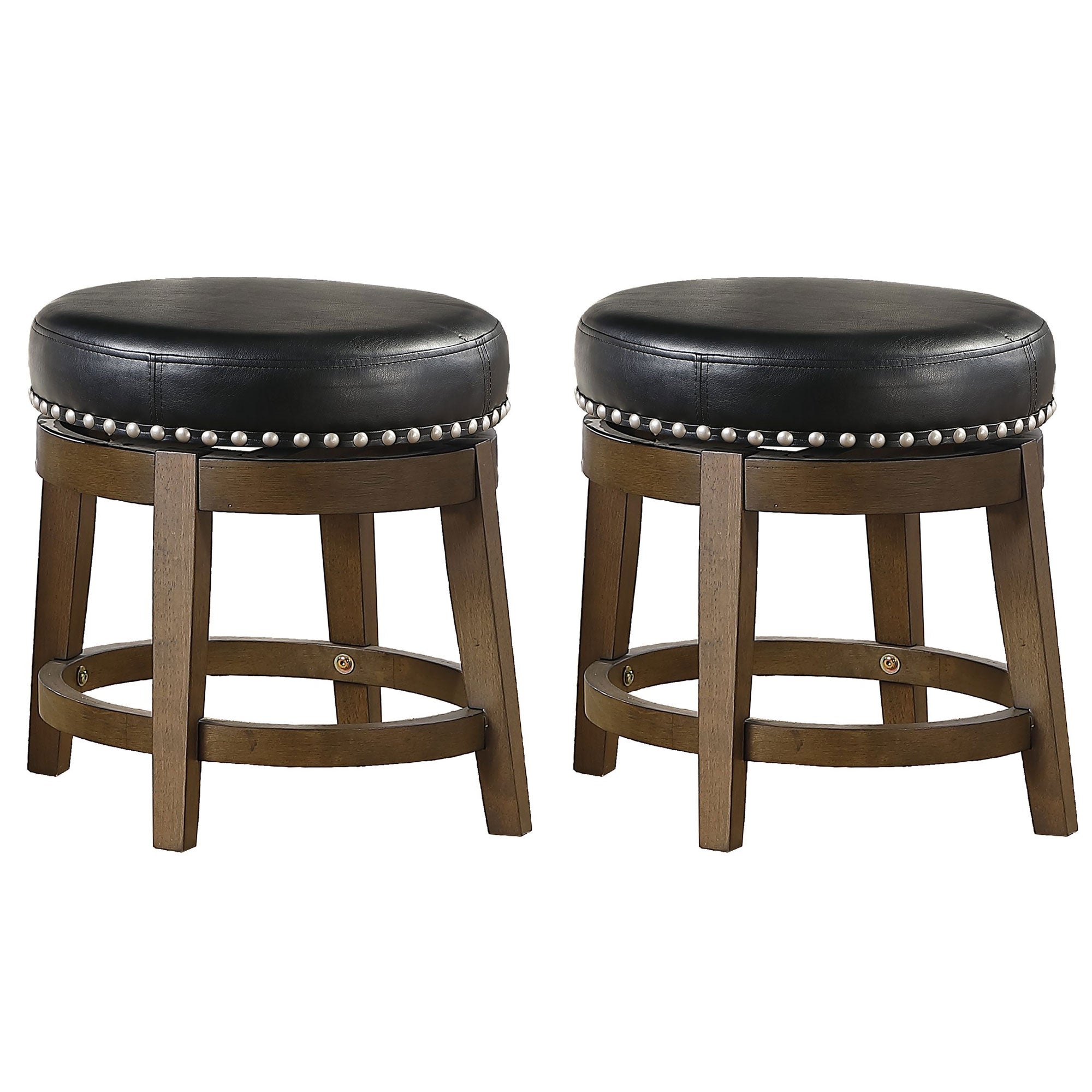 Lexicon Whitby 18 Inch Dining Height Round Swivel Seat Bar Stool, Black (2 Pack)