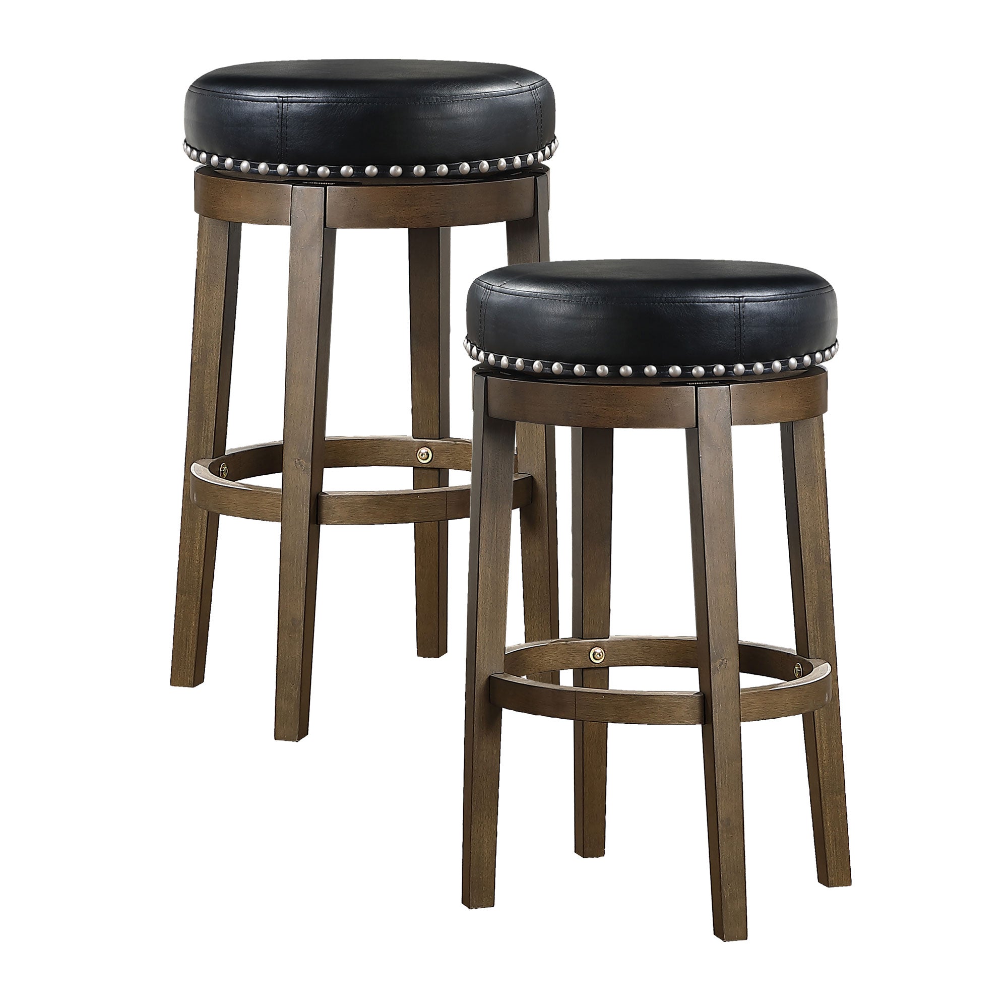 Lexicon Whitby 30.5 Inch Pub Height Round Swivel Seat Bar Stool, Black (4 Pack) - VMInnovations