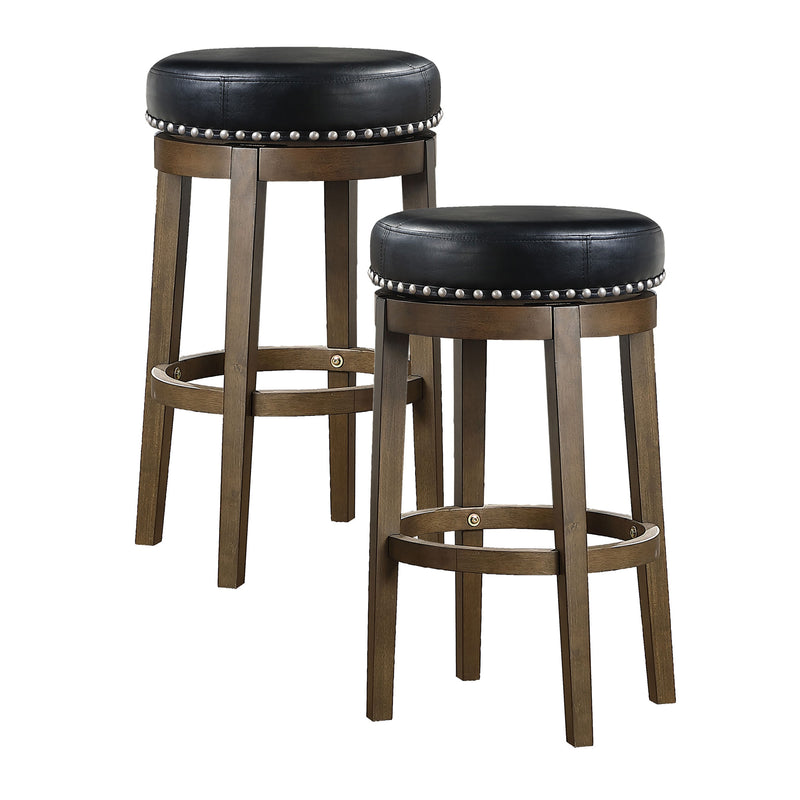 Lexicon Whitby 30.5 Inch Pub Height Round Swivel Seat Bar Stool, Black (2 Pack)