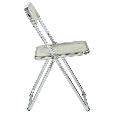 LeisureMod Lawrence Acrylic Portable Folding Chair w/ Sturdy Metal Frame, Amber