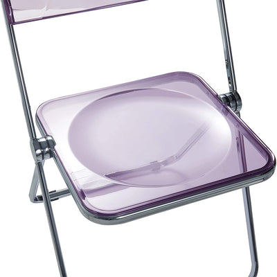 LeisureMod Lawrence Acrylic Portable Folding Chair with Metal Frame, Magenta