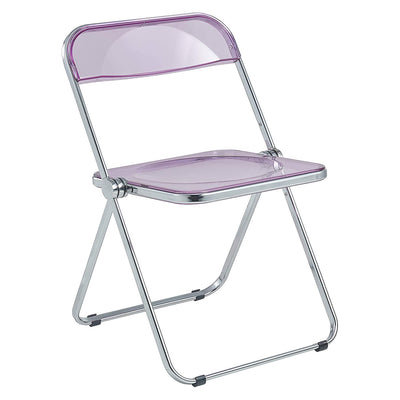 LeisureMod Lawrence Acrylic Portable Folding Chair with Metal Frame, Magenta