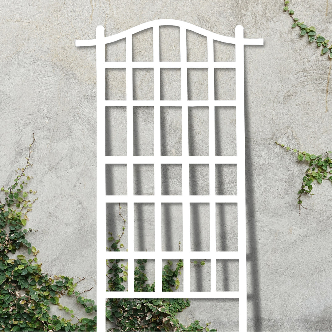 Dura-Trel 35"x75" Vinyl Outdoor Garden Patio Plant Trellis, White (For Parts)