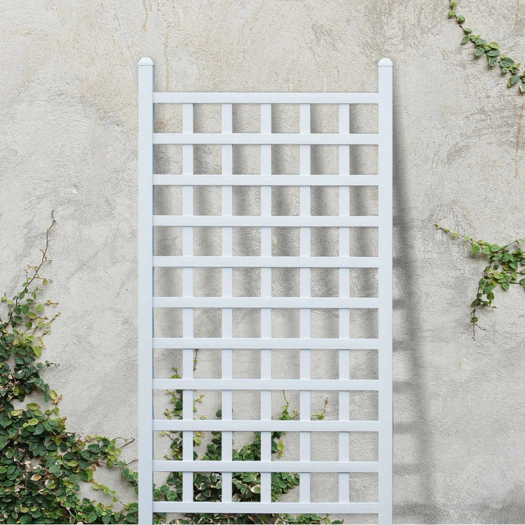 Dura-Trel Country Garden 35 x 66 Inch Vinyl Outdoor Garden Patio Trellis, White - VMInnovations