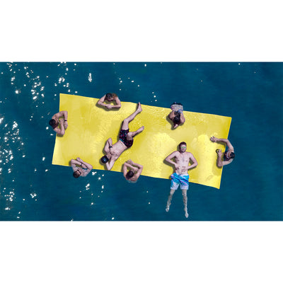 Floatation iQ Floating Oasis 15 x 6 Foot Island Water Lake Pad Mat, Green Yellow