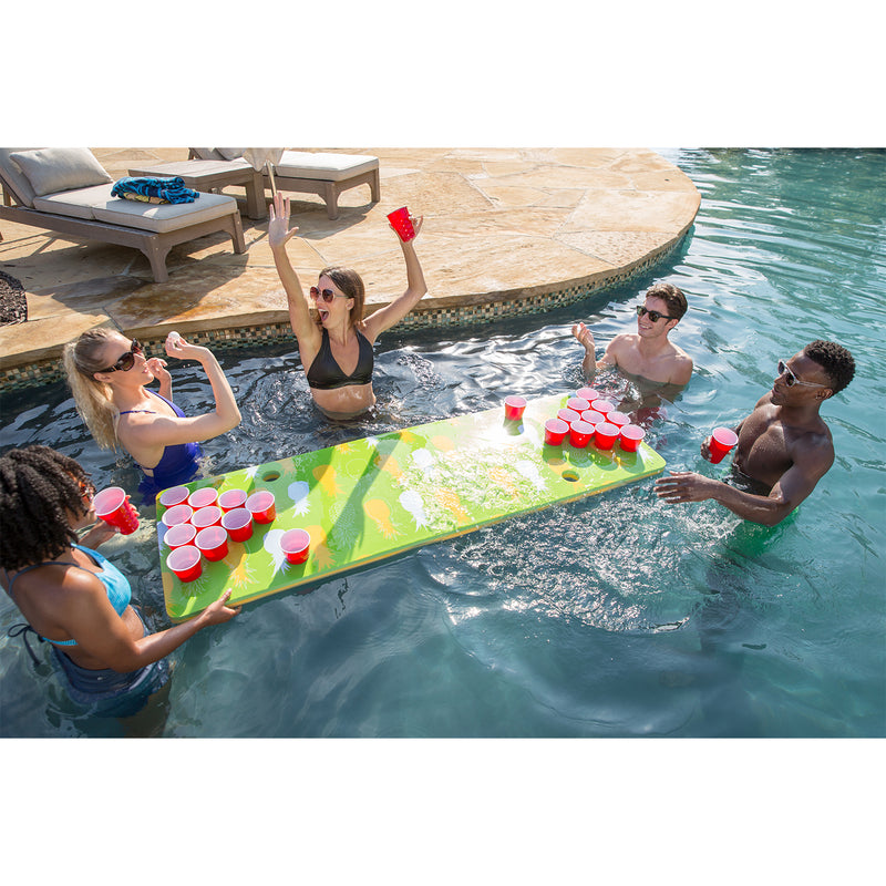 Floatation iQ HydraPong Foam Water Pool Pong Game Float Mat, Pineapple Delight