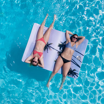 Floatation iQ Mini Floating Oasis 6 x 4 Foot Foam Floating Water Mat, Palm Sky