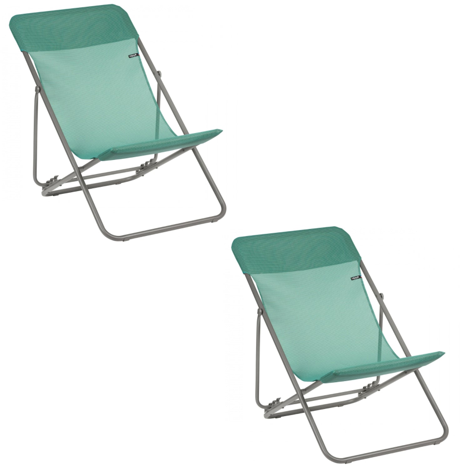 Lafuma Maxi Transat Folding Camping Steel Mesh Sling Chair, Chlorophyll (2 Pack) - VMInnovations