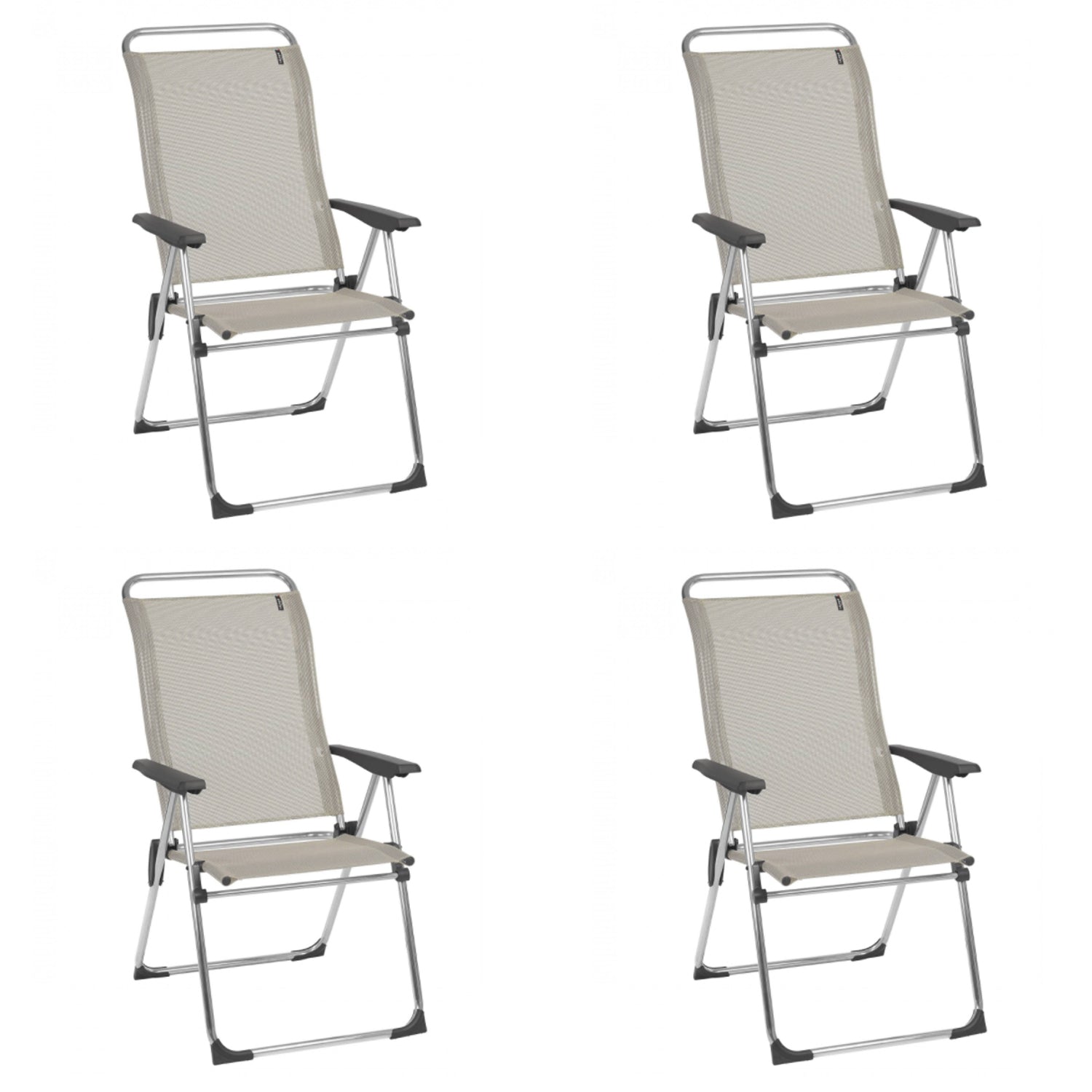 Lafuma Alu Cham Camping Patio Mesh Sling Chair, Seigle Gray (Set of 4)(Open Box)