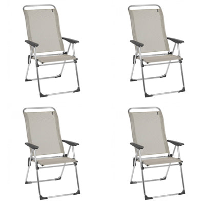 Lafuma Alu Cham Camping Patio Mesh Sling Chair, Seigle Gray (Set of 4)(Open Box)