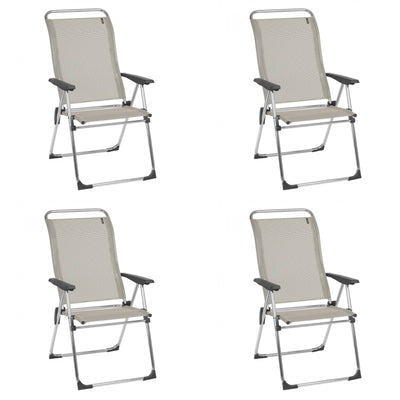 Lafuma Alu Cham Folding Camping Mesh Sling Chair, Seigle Gray (Set of 4) (Used)