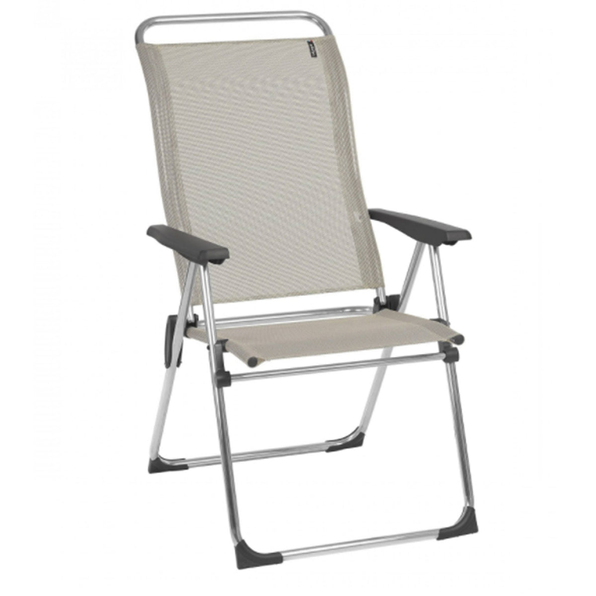 Lafuma Alu Cham Folding Camping Patio Mesh Sling Chair, Seigle Gray (Set of 4)