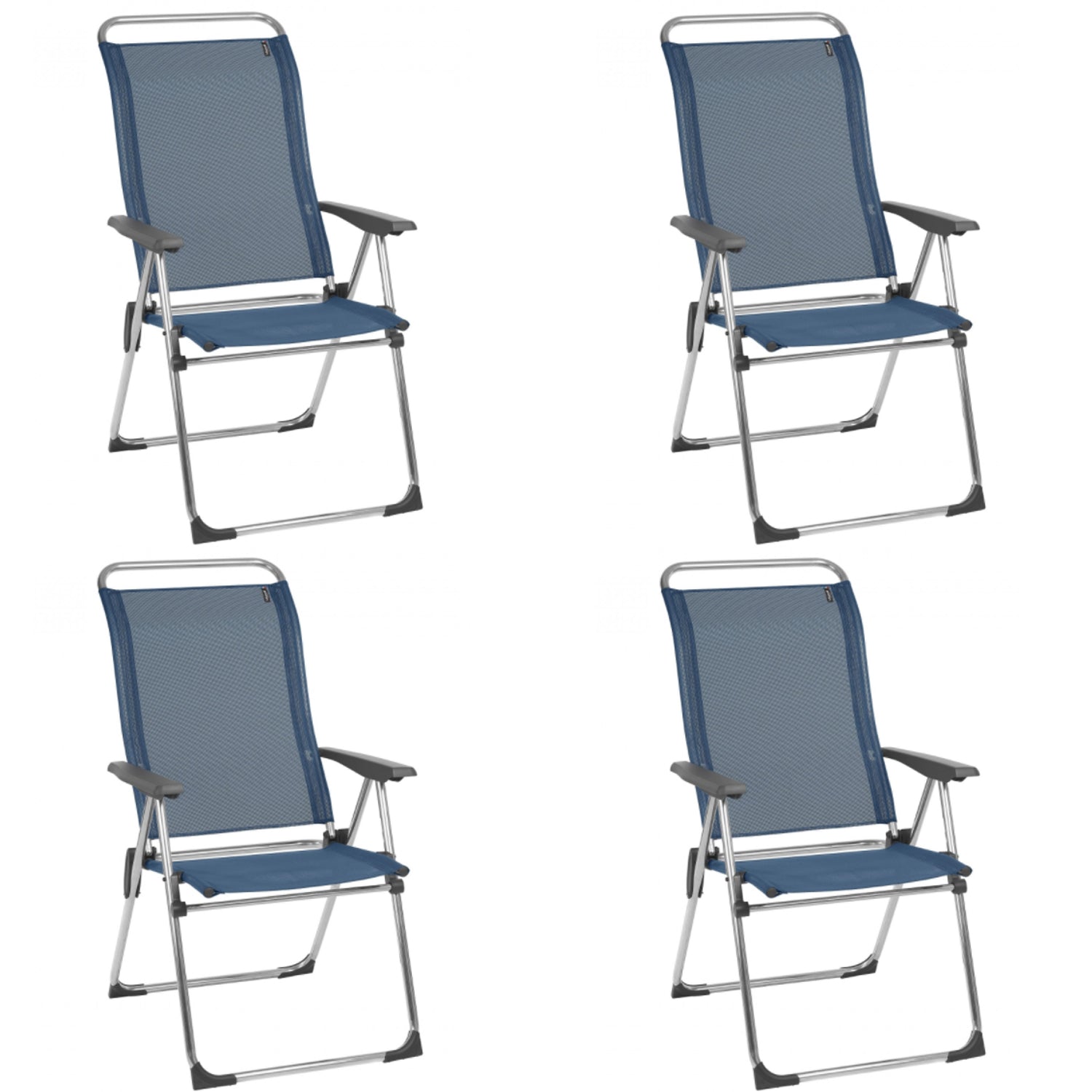 Lafuma Alu Cham Folding Camping Patio Mesh Sling Chair, Ocean Blue (Set of 4) - VMInnovations