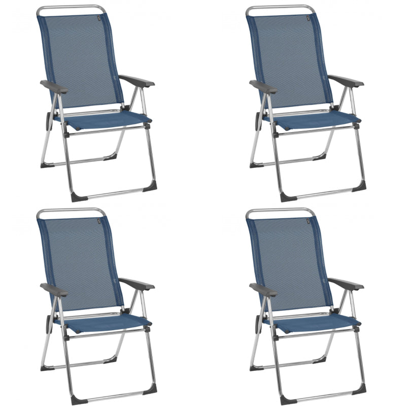 Folding Camping Patio Mesh Sling Chair, Ocean Blue (Set of 4) (Used)