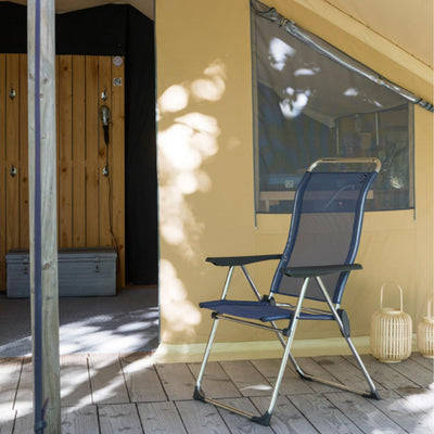 Lafuma Alu Cham Folding Camping Patio Mesh Sling Chair, Ocean Blue (Set of 4) - VMInnovations