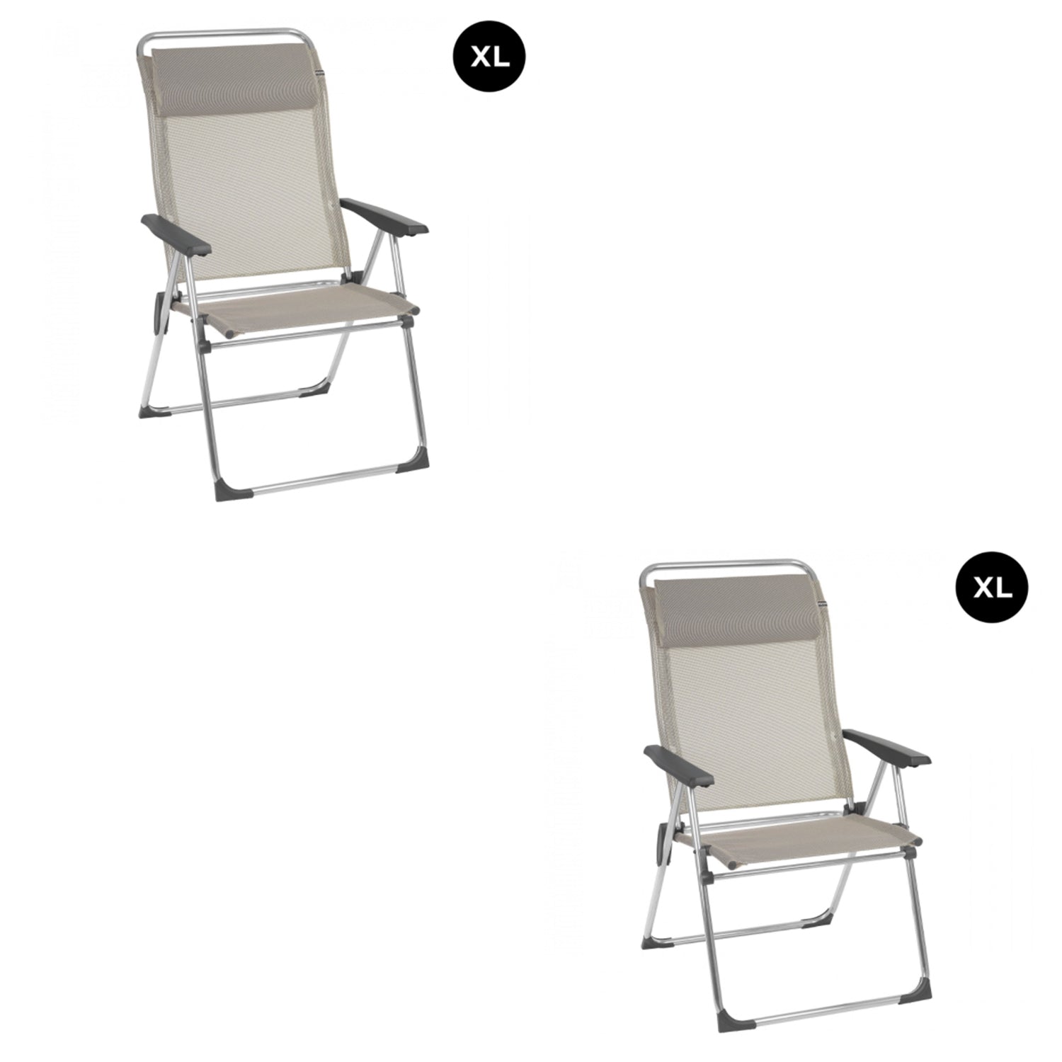 Lafuma Alu Cham XL Folding Camping Patio Mesh Sling Chair, Gray (Pair)(Open Box) - VMInnovations