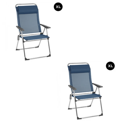 Lafuma Alu Cham XL Folding Camping Mesh Sling Chair, Ocean Blue (Pair)(Open Box)
