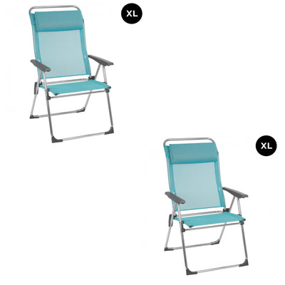 Lafuma Alu Cham XL Folding Lawn Mesh Sling Chair, Lac Blue (Pair) (Open Box)