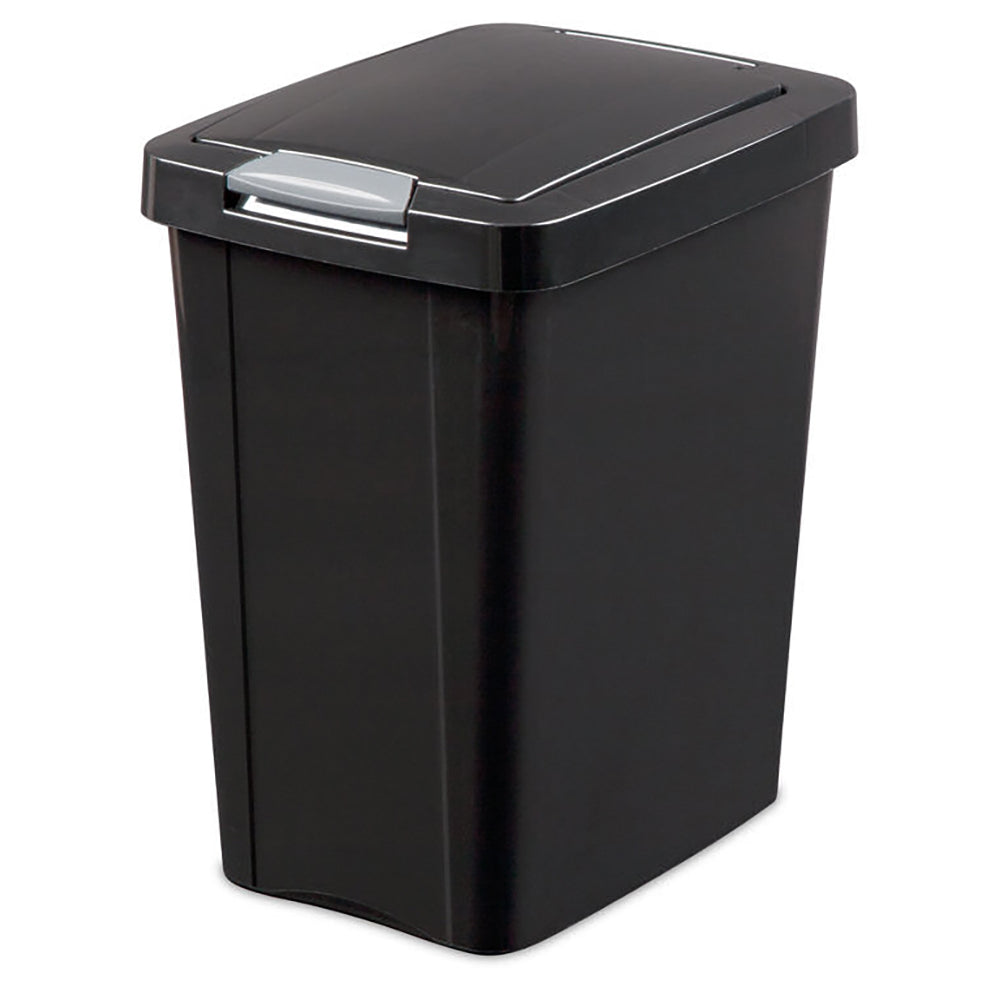 Sterilite 7.5 Gallon TouchTop Wastebasket with Titanium Latch, Black (8 Pack)