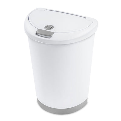 Sterilite 12.3Gal TouchTop Wastebasket Trash Can w/ Locking Lid, White (16 Pack)