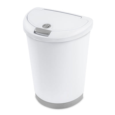 Sterilite 12.3Gal TouchTop Wastebasket Trash Can w/ Locking Lid, White (12 Pack)