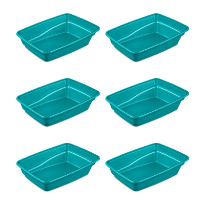 Sterilite 13033W06 Lg Frame Cat Litter Pan with Low Entrance, Sea Going (6 Pack)