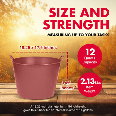 Little Giant 11 Gallon Heavy Duty Farm Bucket Poly/Rubber Flex Tub with Handles - VMInnovations