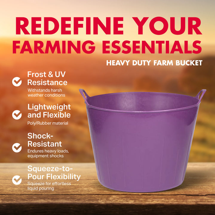 Little Giant 11 Gallon Heavy Duty Farm Bucket Poly/Rubber Flex Tub with Handles