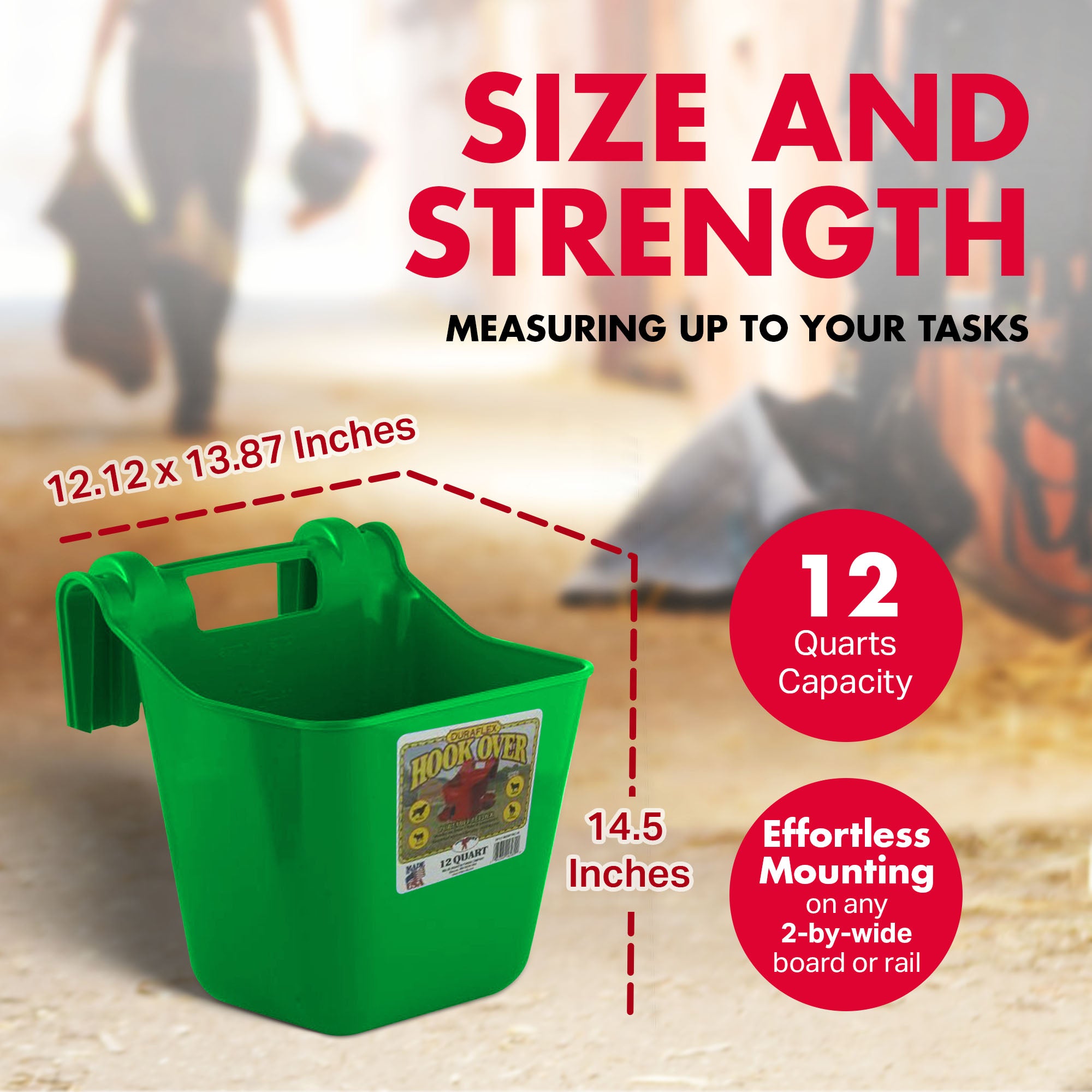 Little Giant 12Qt Mountable Livestock Hook Over Bucket Feeder, Green (Open Box) - VMInnovations