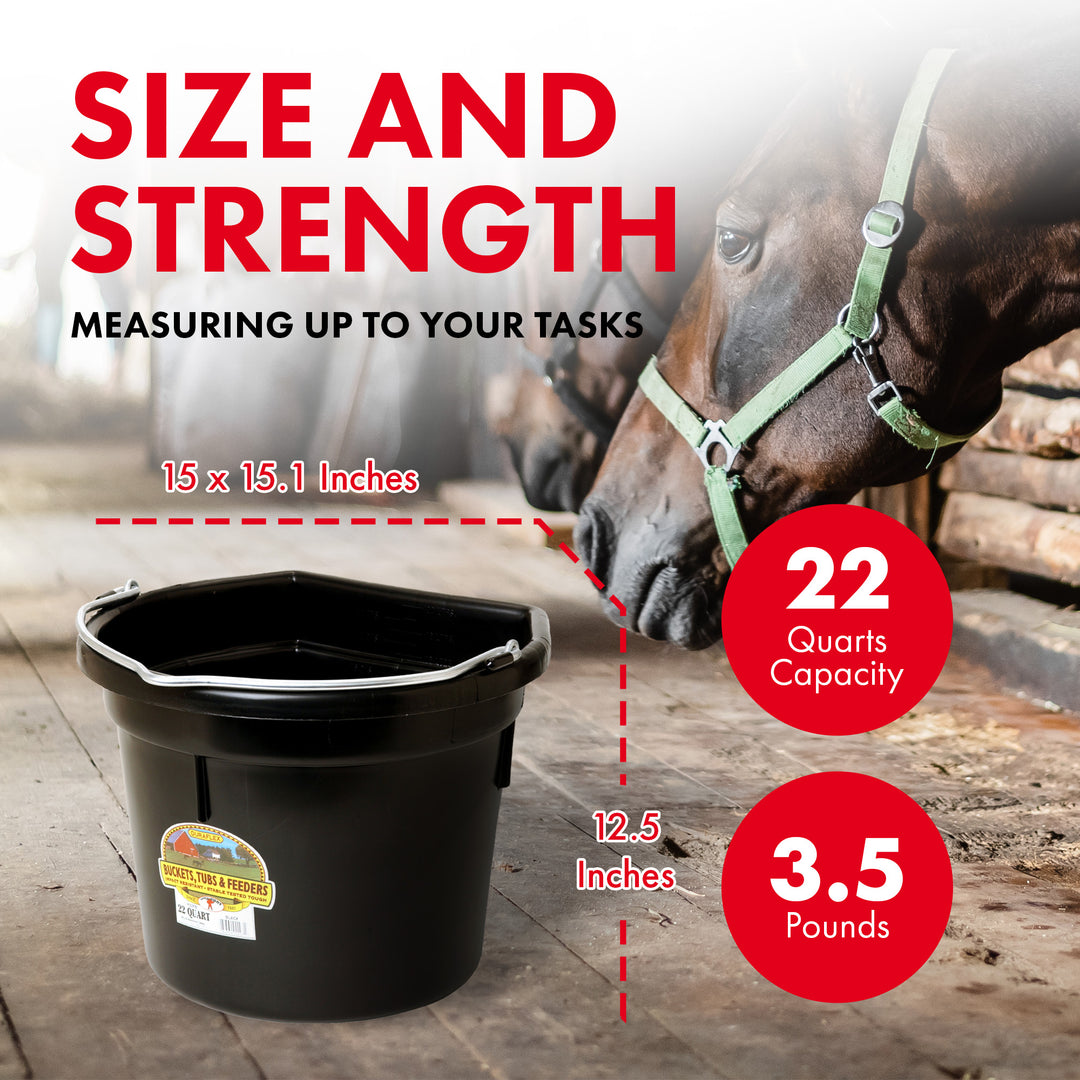 Little Giant Heavy Duty 22 Quart Flat Back Plastic Bucket w/ Metal Handle (Used)