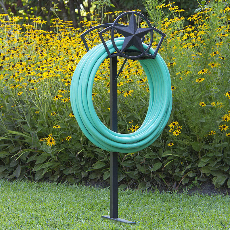 Liberty Garden 2-Prong Gauge Liberty Star Water Hose Stand with Storage Shelf