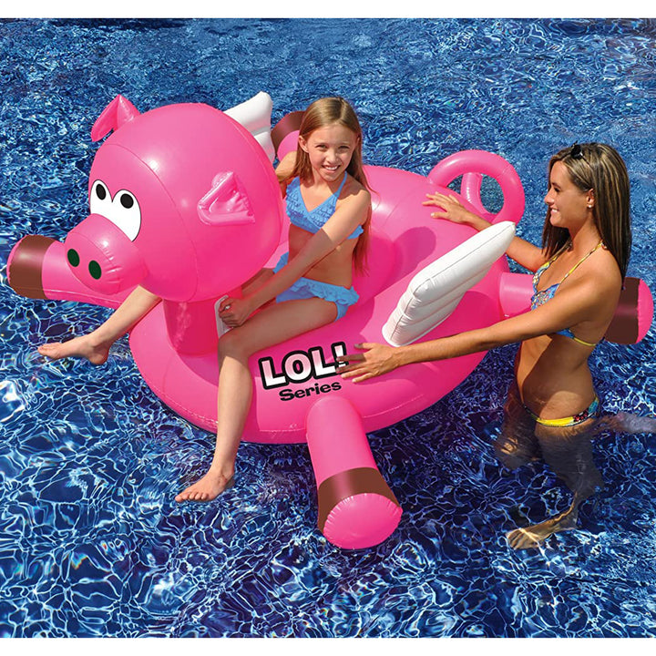 Swimline Large Inflatable LOL Flying Pig Pool Float, Lake Floating Raft, Pink