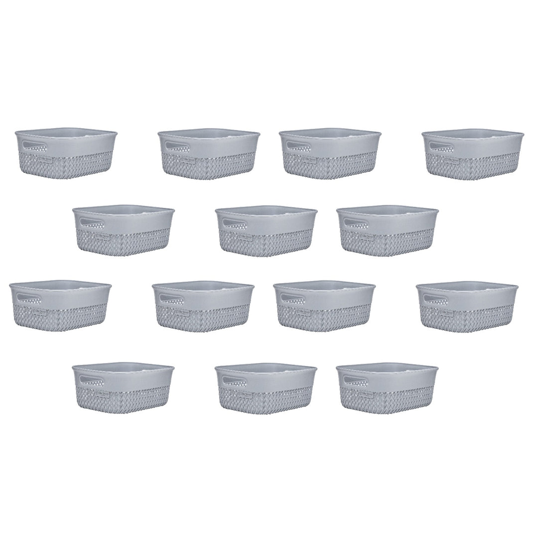 Life Story Lightweight Heavy Duty Storage Woven Basket 4 Quarts, Grey (14 Pack)