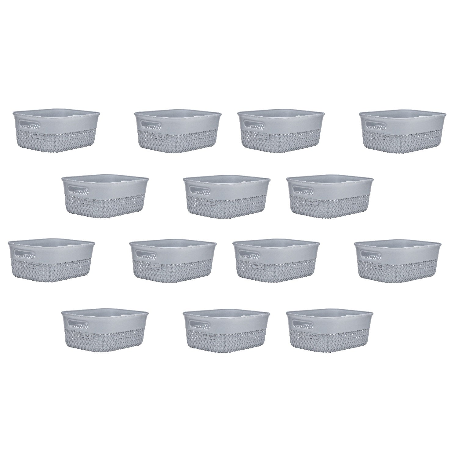 Life Story Lightweight Heavy Duty Storage Woven Basket 4 Quarts, Grey (14 Pack) - VMInnovations